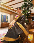 Karishma Sharma in our Black Zari Woven Vitthala God Special Traditional Paithani Silk Saree