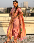 Baby Pink Wedding Special Nauvari Paithani Soft Silk Saree with Zari Woven Polka Motifs and Peacock Pallu