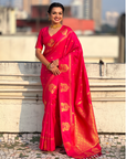 Pink Soft Silk Traditional Zari Woven Saree