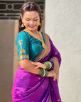 Top Trending Vitthala Contrast Paithani Saree Rakhumai Soft Silk Traditional Design