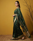 Soft Organza Meenakari Woven Saree with Jamdani Zari Pallu and Brocade Blouse Festive Wedding Party Wear Saree