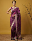 Soft Organza Meenakari Woven Saree with Jamdani Zari Pallu and Brocade Blouse Festive Wedding Party Wear Saree
