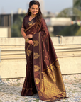 Coffee Brown Soft Silk Traditional Zari Woven Saree