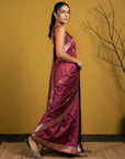 Soft Organza Meenakari Woven Saree with Jamdani Zari Pallu and Brocade Blouse Festive Wedding Party Wear Saree
