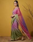 Fendy Satin Designer Saree with Gotapatti Work and Cutwork Piping Border Party Wedding Wear Saree