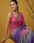 Fendy Satin Designer Saree with Gotapatti Work and Cutwork Piping Border Party Wedding Wear Saree