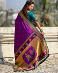 Top Trending Vitthala Contrast Paithani Saree Rakhumai Soft Silk Traditional Design