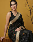 Soft Organza Meenakari Woven Saree with Jamdani Zari Pallu and Brocade Blouse Festive Wedding Party Wear Saree