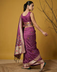 Soft Organza Meenakari Woven Saree with Jamdani Zari Pallu and Brocade Blouse Festive Wedding Party Wear Saree
