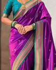 Top Trending Vitthala Contrast Paithani Saree Rakhumai Soft Silk Traditional Design