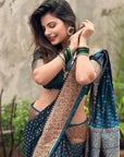 Pooja Rathod in Our Deep Blue Banarasi Katan Silk Zari Woven Saree