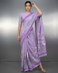 Lavender Premium Muga Cotton Saree with Resham Weaving Buttis and Pencil Art Pallu