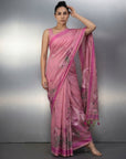 Pink Premium Muga Cotton Saree with Resham Weaving Buttis and Pencil Art Pallu
