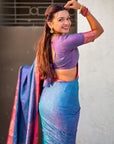 Soft Patola Silk Bandhani Weave Saree with Rich Zari Floral Border and Brocade Blouse