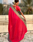 Soft Patola Silk Bandhani Weave Saree with Rich Zari Floral Border and Brocade Blouse