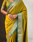 Soft Patola Silk Bandhani Weave Saree with Rich Zari Floral Border and Brocade Blouse
