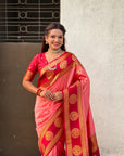 Soft Silk Peacock Zari Woven Saree with Rich Pallu and Contrast Border for Wedding and Festive Wear