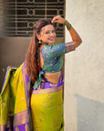 Soft Silk Peacock Zari Woven Saree with Rich Pallu and Contrast Border for Wedding and Festive Wear