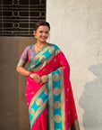Soft Silk Peacock Zari Woven Saree with Rich Pallu and Contrast Border for Wedding and Festive Wear