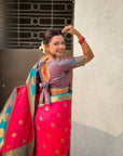 Soft Silk Peacock Zari Woven Saree with Rich Pallu and Contrast Border for Wedding and Festive Wear