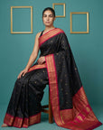 Black Premium Soft Silk Saree Gold Zari Woven Saree Contrast Pallu Festive Saree With Blouse