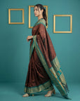 Coffee Premium Soft Silk Saree Gold Zari Woven Saree Contrast Pallu Festive Saree With Blouse