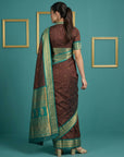 Coffee Premium Soft Silk Saree Gold Zari Woven Saree Contrast Pallu Festive Saree With Blouse