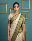 Cream Premium Soft Silk Saree Gold Zari Woven Saree Contrast Pallu Festive Saree With Blouse