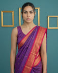 Purple Pink Premium Soft Silk Saree Gold Zari Woven Saree Contrast Pallu Festive Saree With Blouse