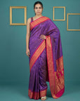 Purple Pink Premium Soft Silk Saree Gold Zari Woven Saree Contrast Pallu Festive Saree With Blouse