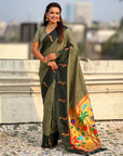 Pure Silk Saree Traditional Paithani Zari Woven Wedding Saree for Women Festive Party Wear Ethnic Designer Saree