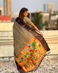 Pure Silk Saree Traditional Paithani Zari Woven Wedding Saree for Women Festive Party Wear Ethnic Designer Saree