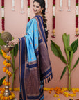 Sky Soft Silk Narayanpeth Paithani Zari Woven Saree with Contrast Weaves