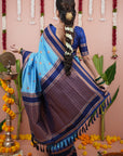 Sky Soft Silk Narayanpeth Paithani Zari Woven Saree with Contrast Weaves