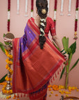 Purple Soft Silk Narayanpeth Paithani Zari Woven Saree with Contrast Weaves