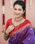 Purple Soft Silk Narayanpeth Paithani Zari Woven Saree with Contrast Weaves