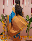 Blue with Gold Soft Silk Narayanpeth Paithani Zari Woven Saree with Contrast Weaves