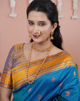 Blue with Gold Soft Silk Narayanpeth Paithani Zari Woven Saree with Contrast Weaves