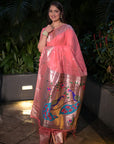 Aditi in our Dark Pink Organza Paithani Zari Woven Saree