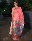 Aditi in our Dark Pink Organza Paithani Zari Woven Saree