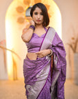 Sunita in our Banarasi Satin Silk Zari Woven Saree