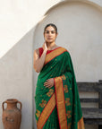 Premium Soft Silk Paithani Saree with Polka Motifs, Peacock Border and Traditional Pallu