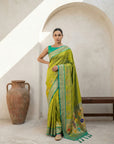 Premium Soft Silk Paithani Saree with Polka Motifs, Peacock Border and Traditional Pallu