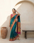 Premium Soft Silk Paithani Saree with Polka Motifs, Peacock Border and Traditional Pallu