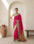 Premium Soft Silk Paithani Saree with Polka Motifs, Peacock Border and Traditional Pallu