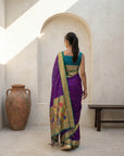 Premium Soft Silk Paithani Saree with Polka Motifs, Peacock Border and Traditional Pallu