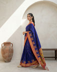 Premium Soft Silk Paithani Saree with Polka Motifs, Peacock Border and Traditional Pallu