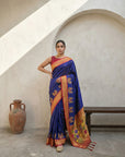 Premium Soft Silk Paithani Saree with Polka Motifs, Peacock Border and Traditional Pallu