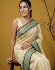 Handloom Soft Silk Saree with Zari Woven Motifs Contrast Traditional Border and Rich Pallu