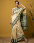 Handloom Soft Silk Saree with Zari Woven Motifs Contrast Traditional Border and Rich Pallu
